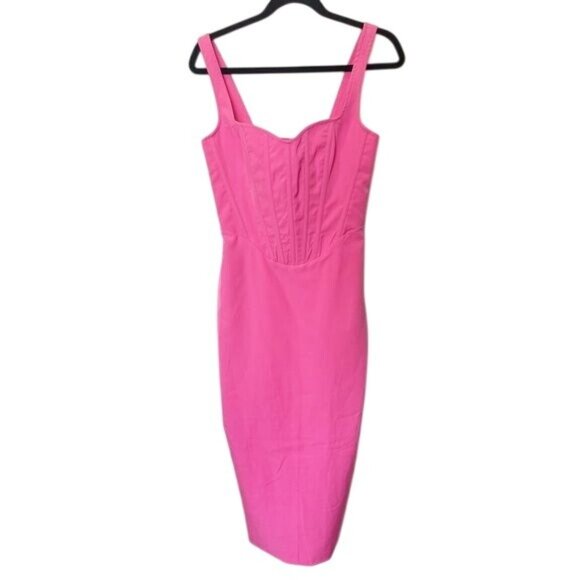 Bardot Fitted Corset Midi Dress Lili Pink Size 4 NWT - Picture 5 of 16